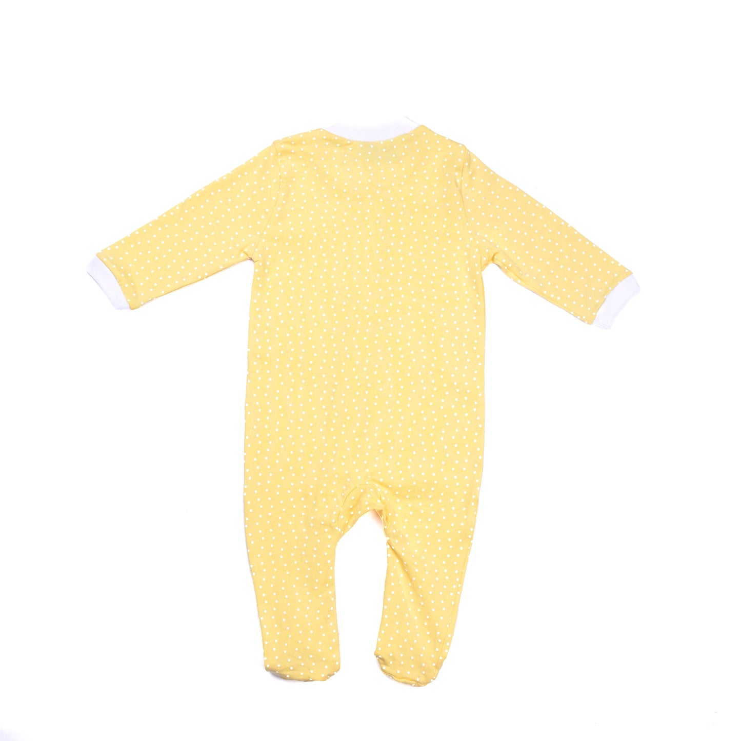 Yellow Dotted Soft Cotton Baby Bodysuit With Ice Cap