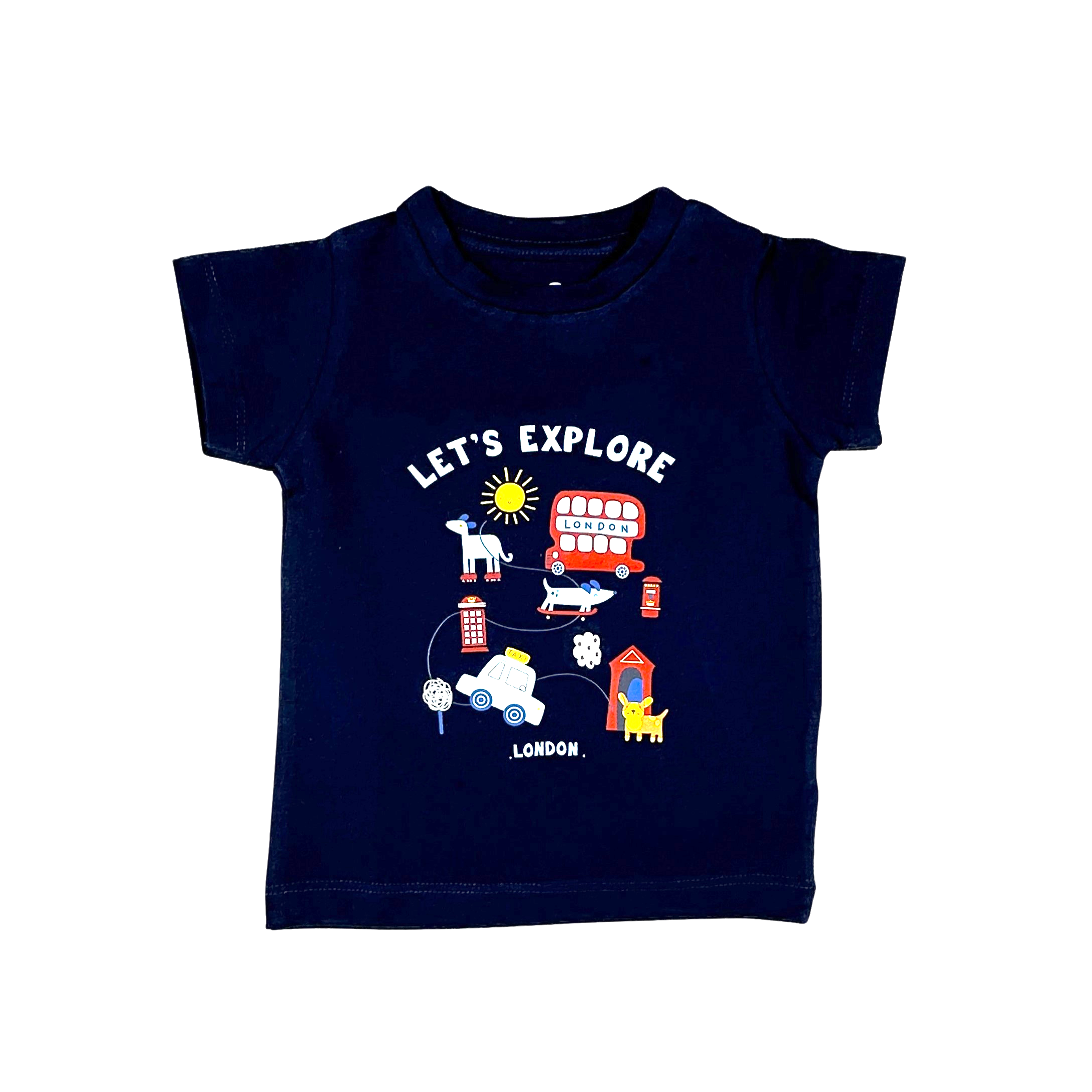 Navy Let's Explore Cotton Set (Navy t-shirt + Light grey Shorts)