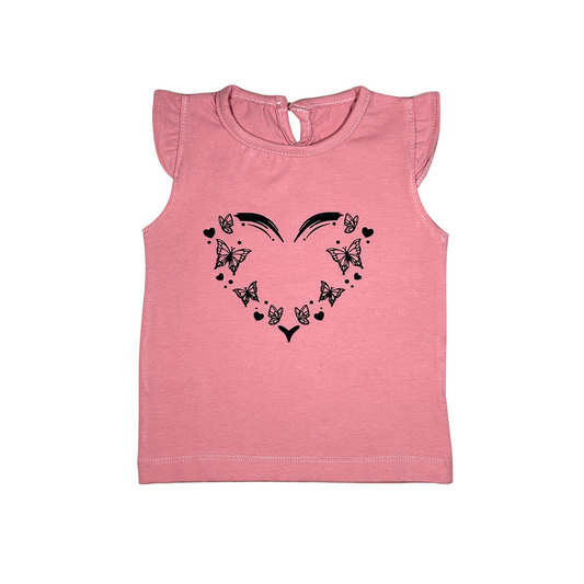 Butterflies Heart Pink T-shirt