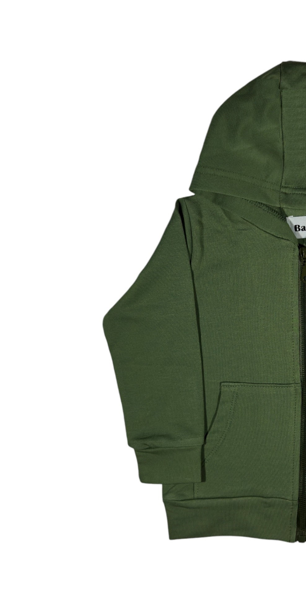 سترة رياضية كاجوال للأطفال باللون الأخضر الزيتوني (غطاء رأس بسحاب)