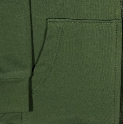 سترة رياضية كاجوال للأطفال باللون الأخضر الزيتوني (غطاء رأس بسحاب)