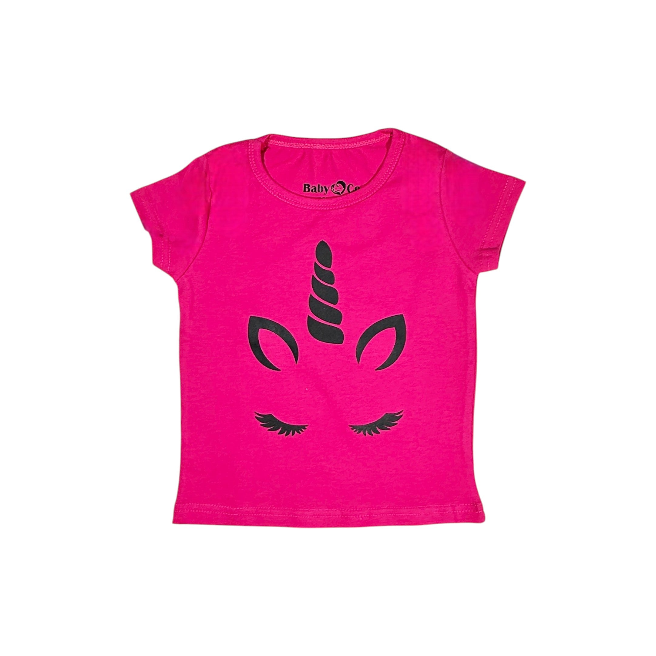 تي شيرت وردي بطبعة فتاة وحيد القرن