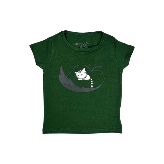 Sleeping Cat Girl Green T-shirt
