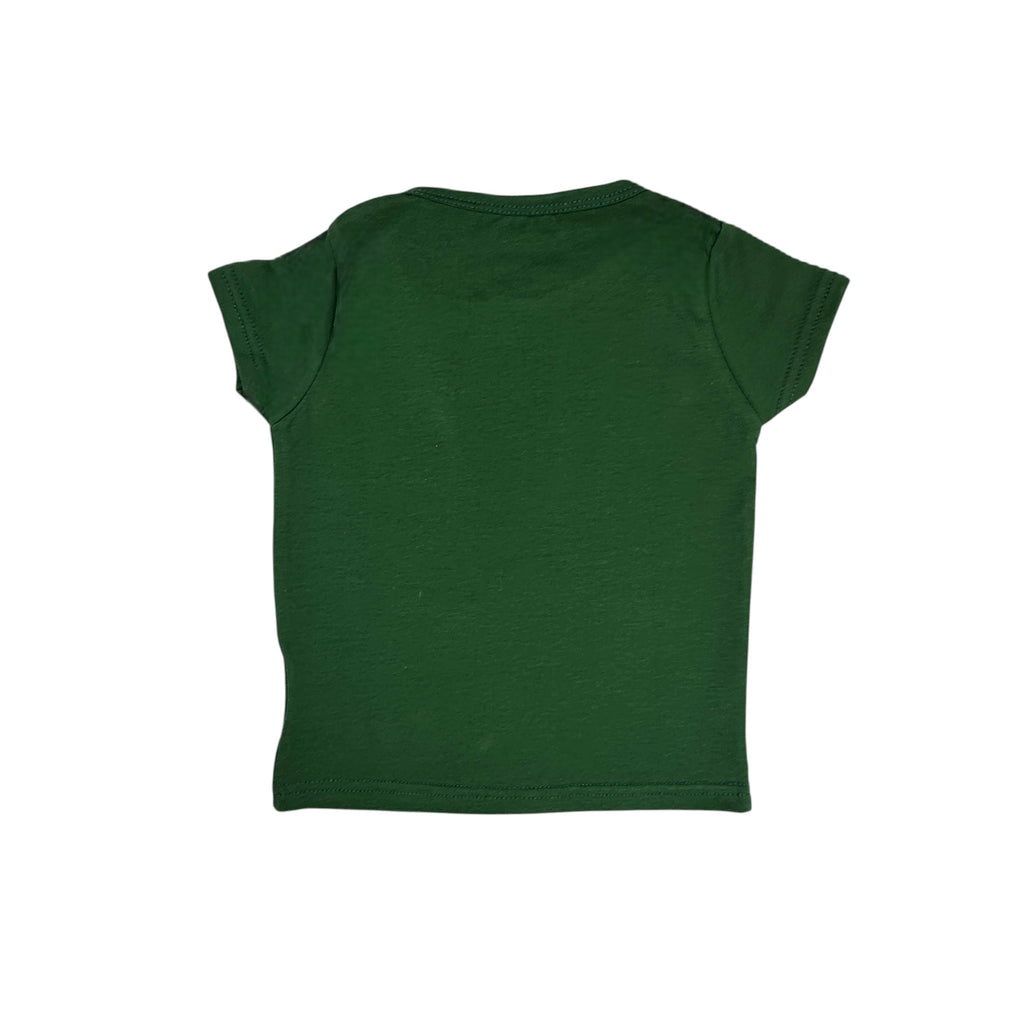 تي شيرت أخضر بطبعة فتاة القطة النائمة