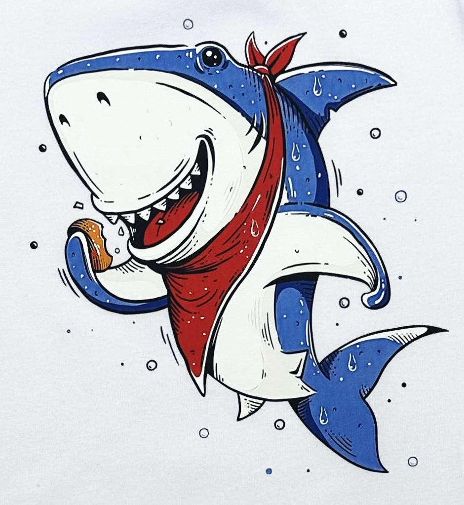 Shark Graphic White Cotton T-shirt