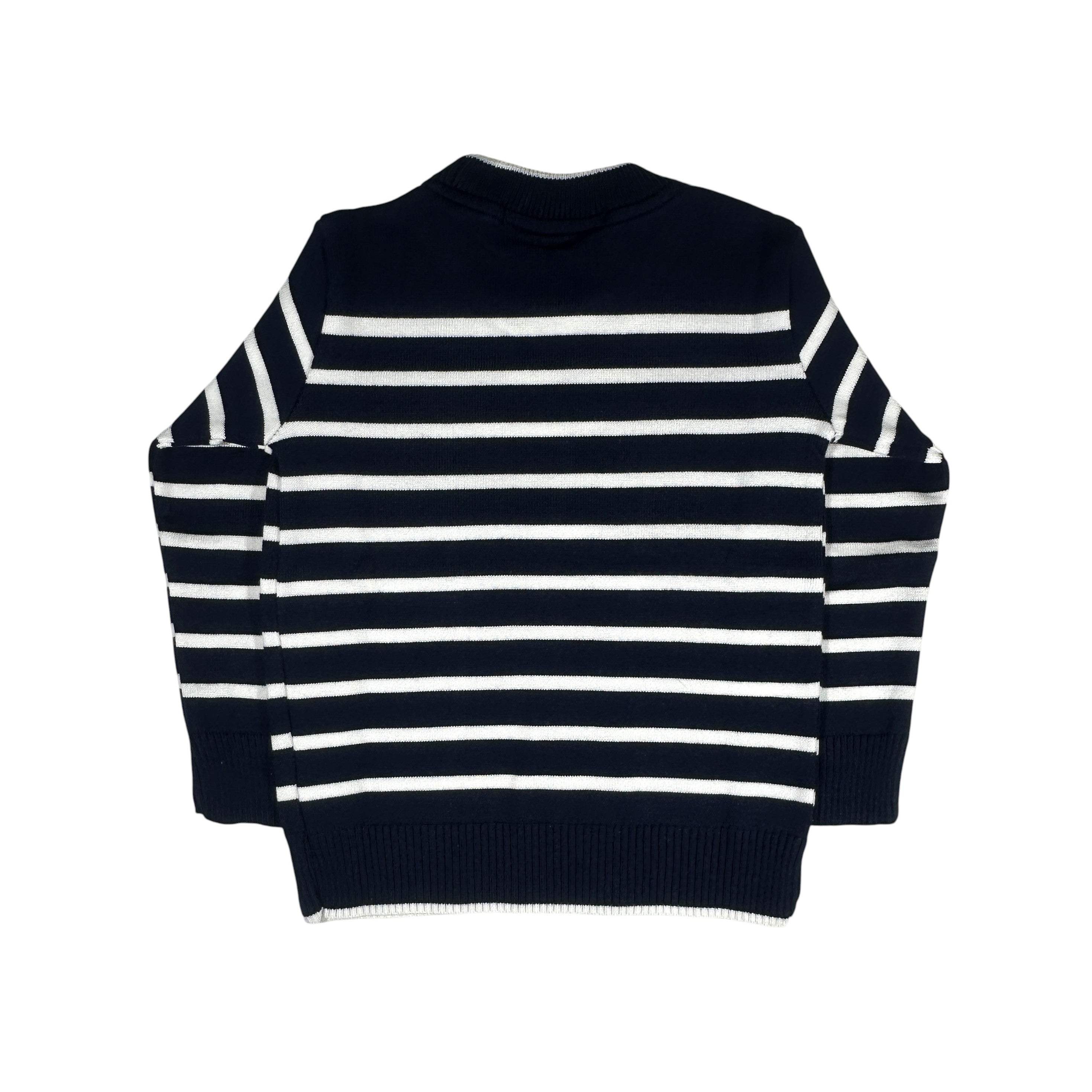 Navy Blue Long Sleeve Tricot Pullover
