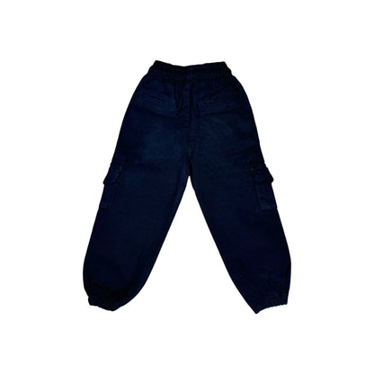 Navy Blue Cargo Pants with Elastic Waist