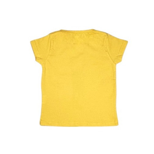 تي شيرت أصفر بطبعة فتاة قطة