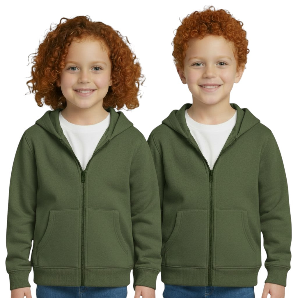 Olive green Zip up Hoodie Sports Jacket