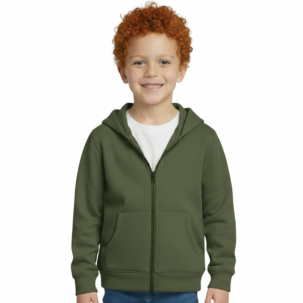 Olive green Zip up Hoodie Sports Jacket