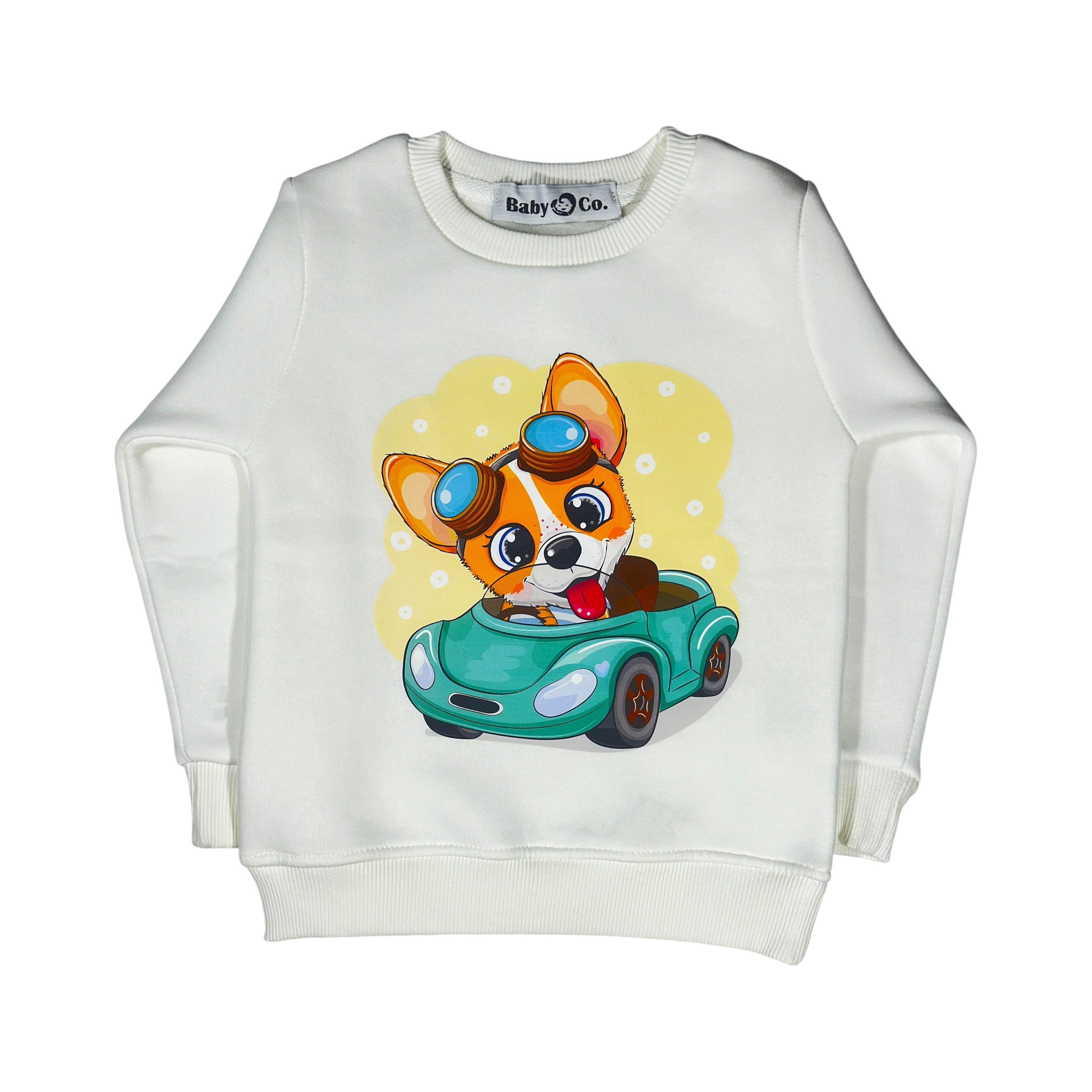 Dog in Car Off-White Melton Sweatshirt
