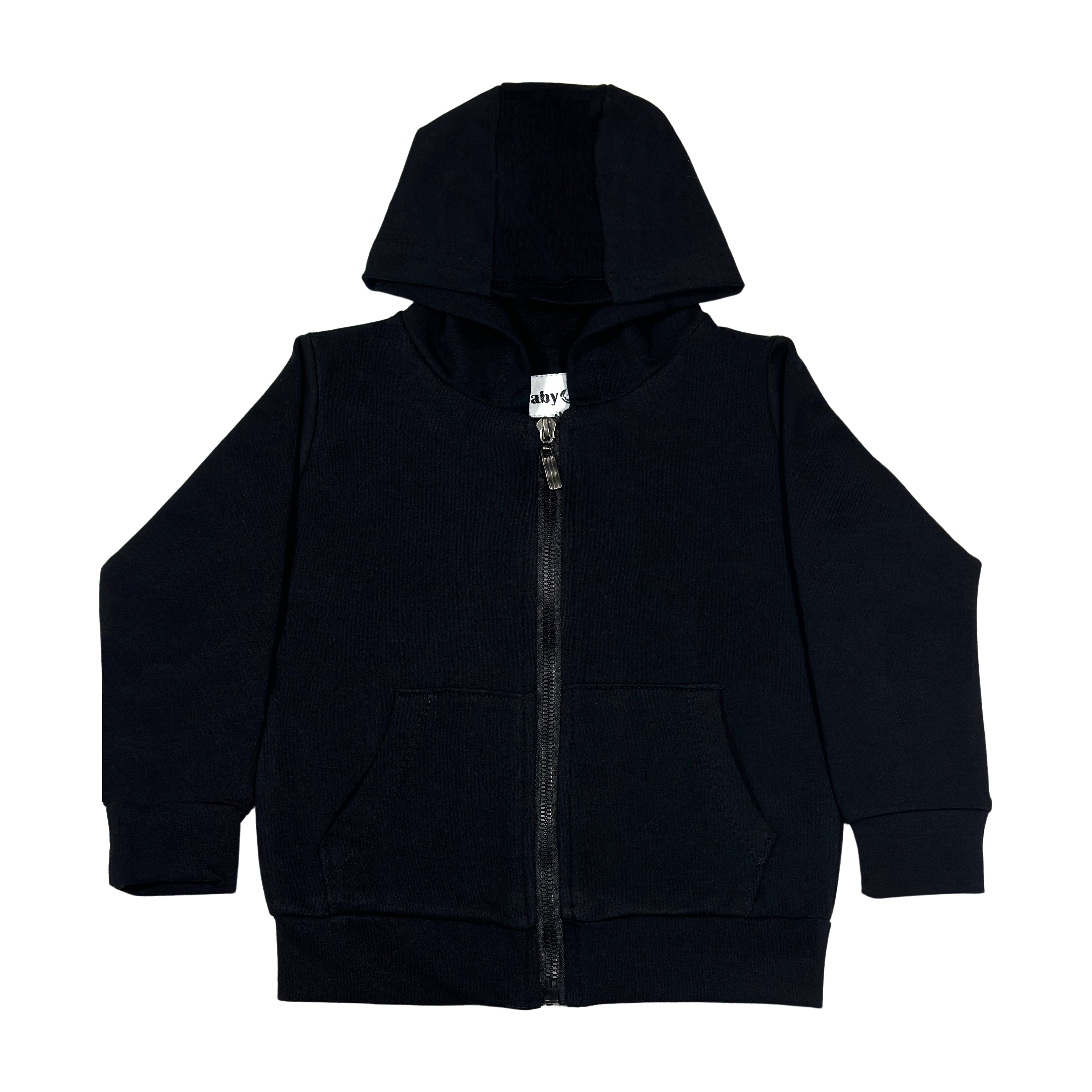 سترة رياضية سوداء كاجوال للأطفال (هودي بسحاب)