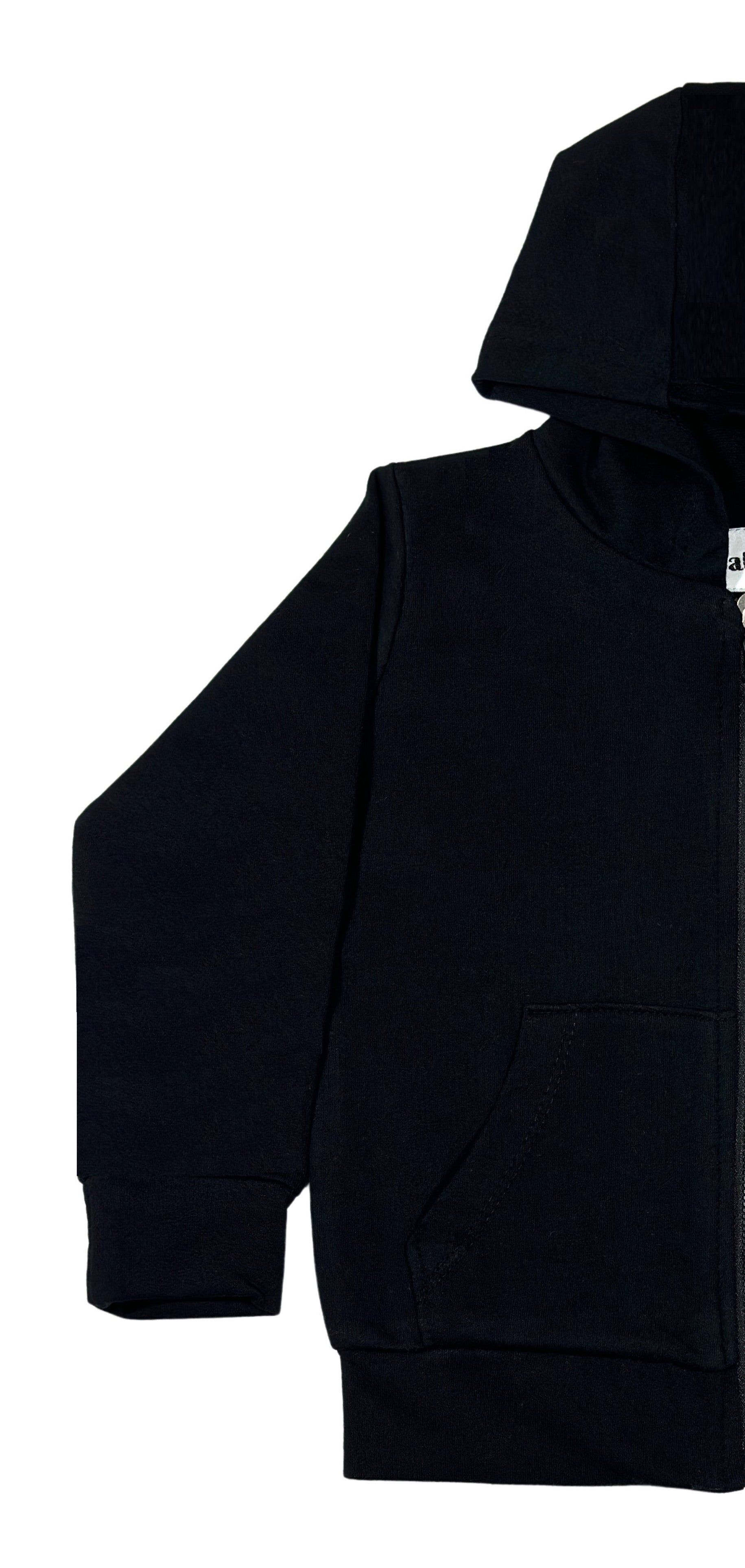 سترة رياضية سوداء كاجوال للأطفال (هودي بسحاب)