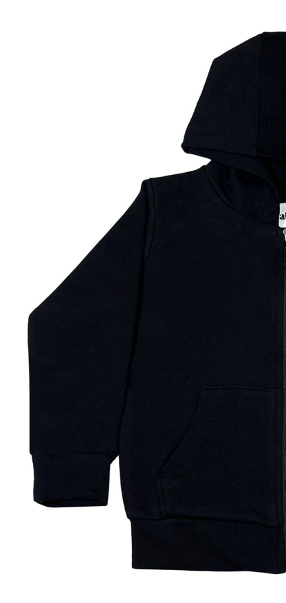 Black Casual Baby Sports Jacket (zip-up Hoodie)