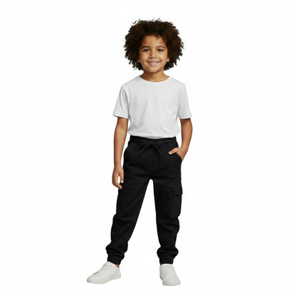 Black Cargo Pants with Elastic Waist