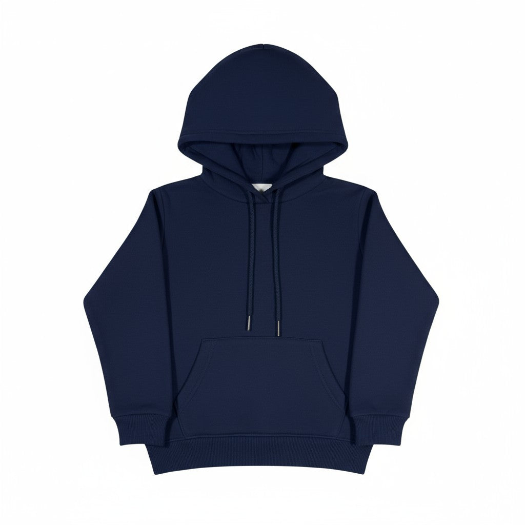 Navy Blue Hooded Melton Sweatshirt (Hoodie)