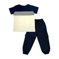 Multicolor Boys Set (Navy Blue Multicolor t-shirt & Navy Cargo Pants)
