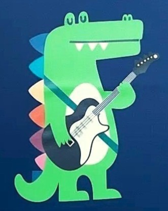 Croc with guitar Navy Blue Boys T-shirt