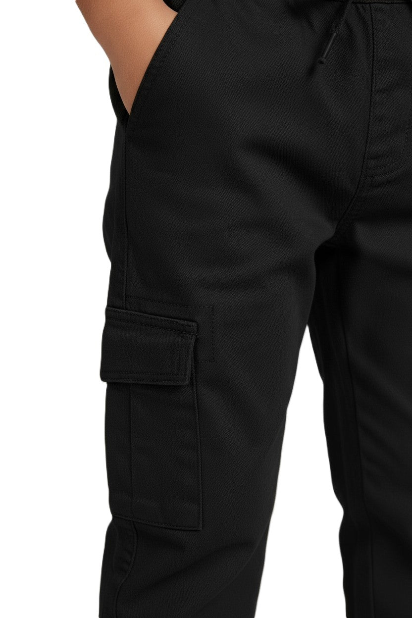 Black Cargo Pants with Elastic Waist