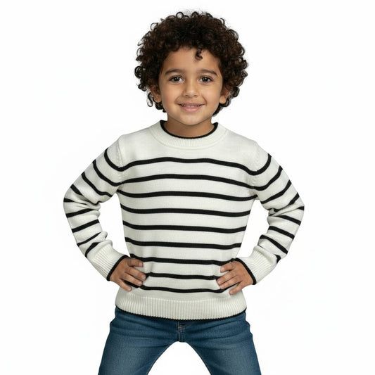 White Long Sleeve Tricot Pullover