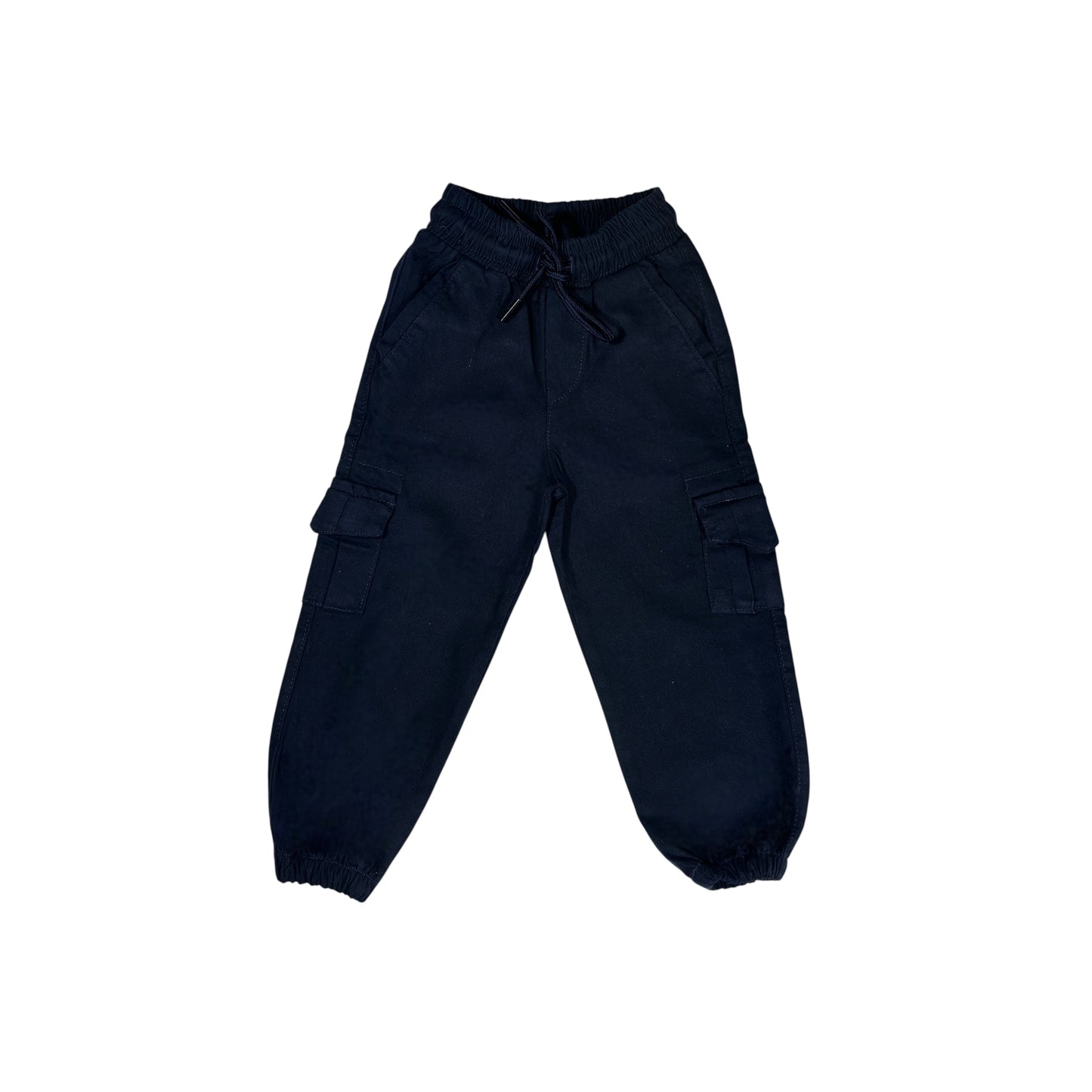 Navy Blue Cargo Pants with Elastic Waist