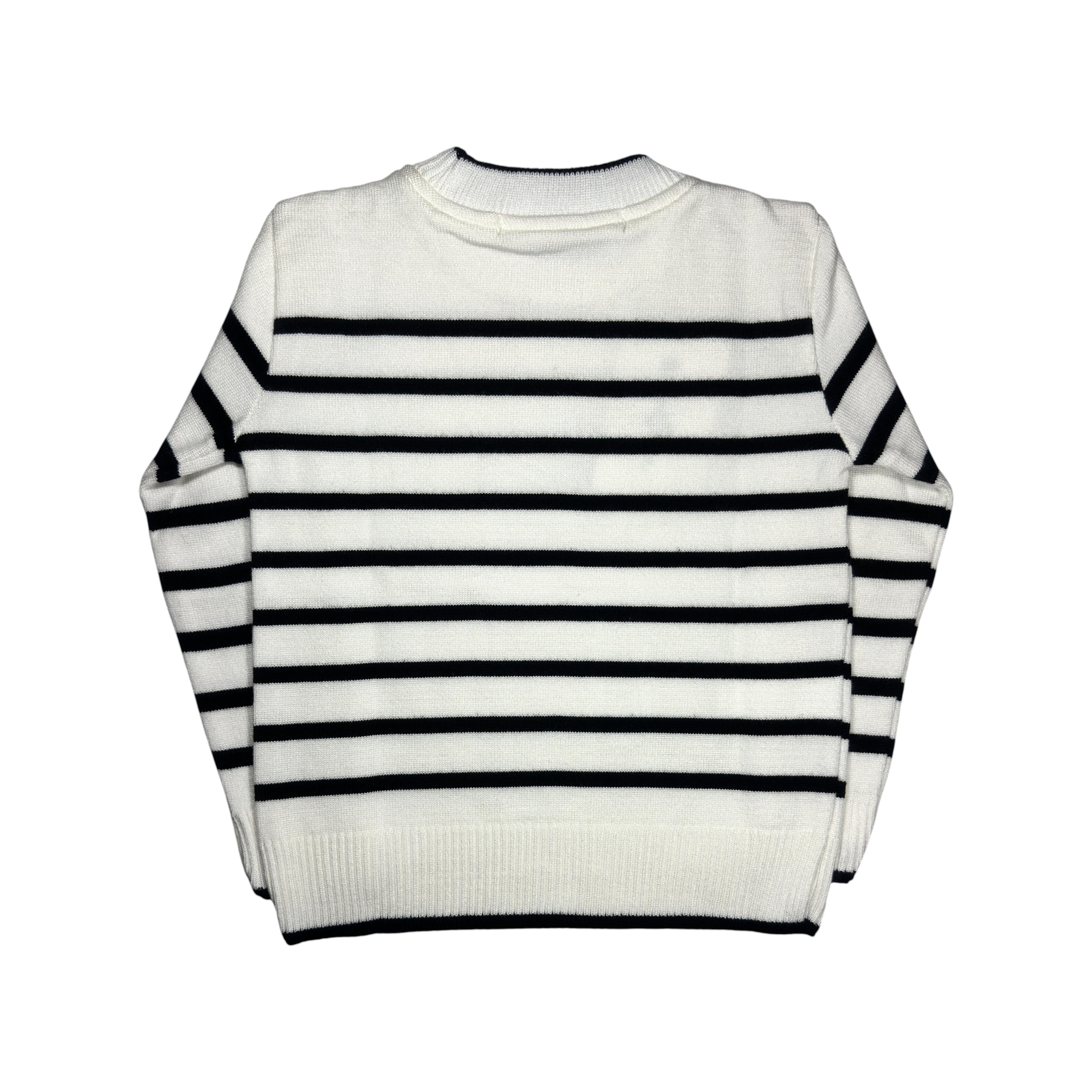 White Long Sleeve Tricot Pullover