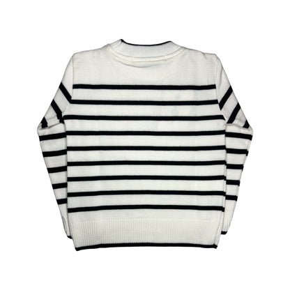 White Long Sleeve Tricot Pullover