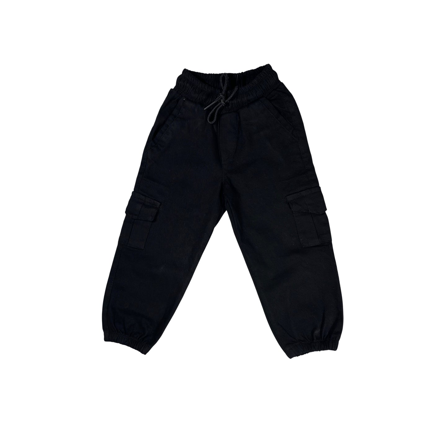 Black Cargo Pants with Elastic Waist